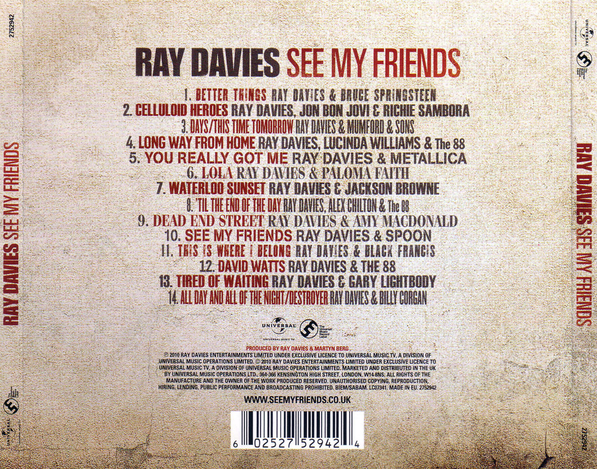 Cartula Trasera de Ray Davies - See My Friends