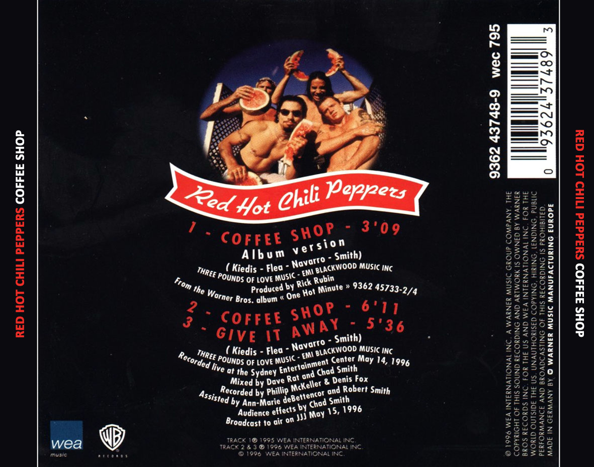 Cartula Trasera de Red Hot Chili Peppers - Coffee Shop (Cd Single)