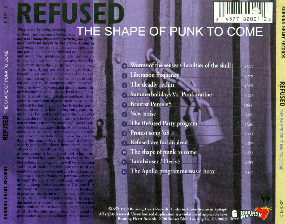 Cartula Trasera de Refused - The Shape Of Punk To Come