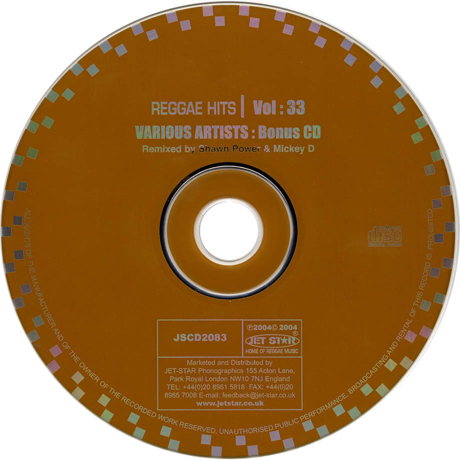 Cartula Cd2 de Reggae Hits Volume 33