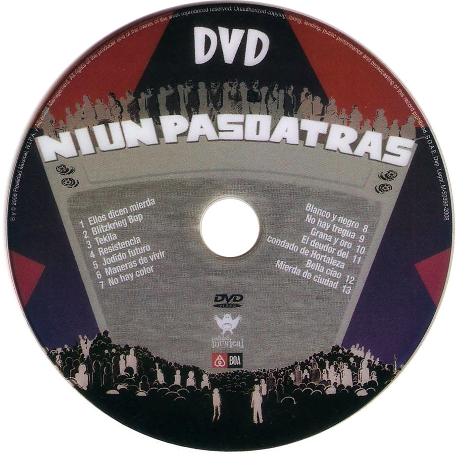 Cartula Dvd de Reincidentes, Boikot, Porretas Y Sonora - Ni Un Paso Atras (En Directo)