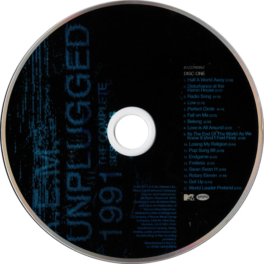 Cartula Cd1 de Rem - Unplugged: 1991 2001 The Complete Sessions