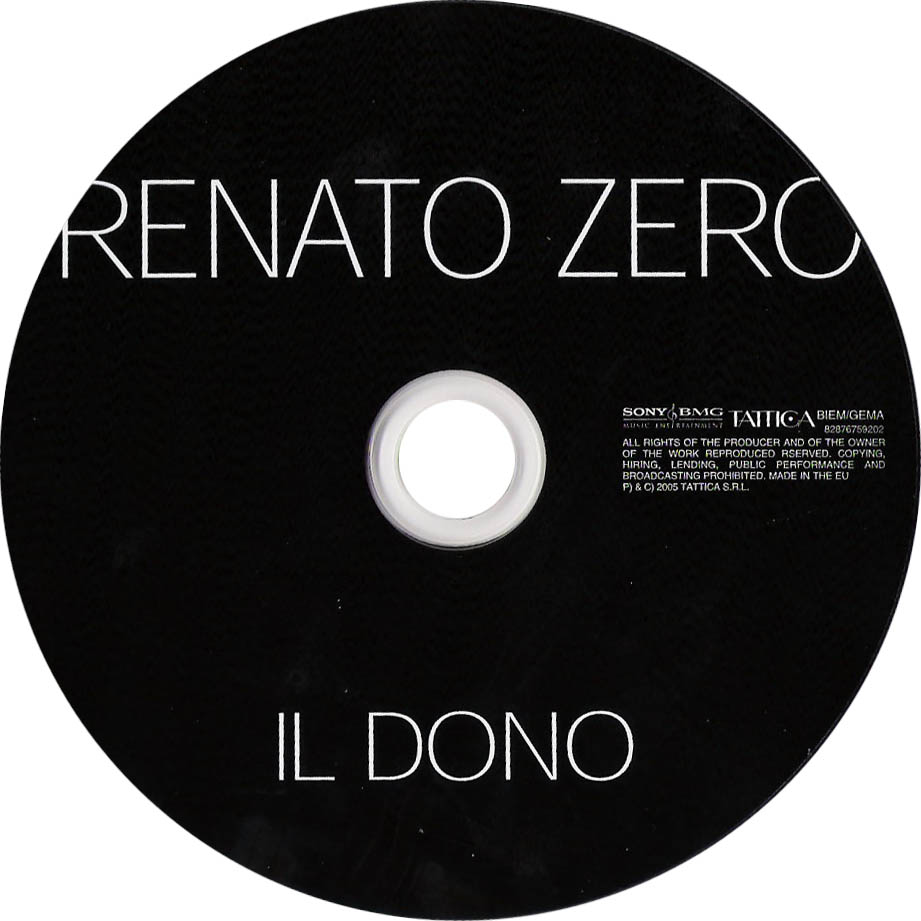 Cartula Cd de Renato Zero - Il Dono