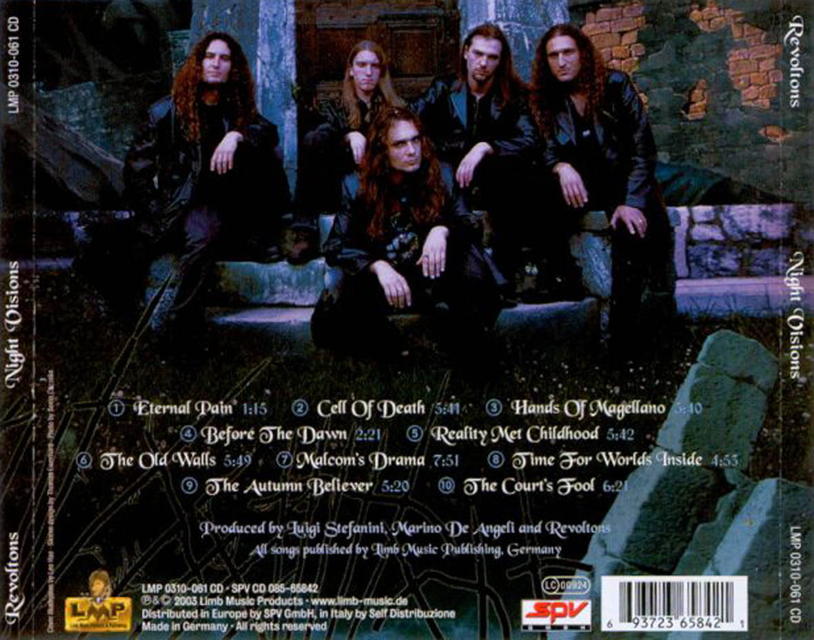 Cartula Trasera de Revoltons - Night Visions