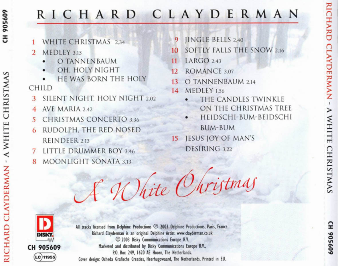 Cartula Trasera de Richard Clayderman - A White Christmas