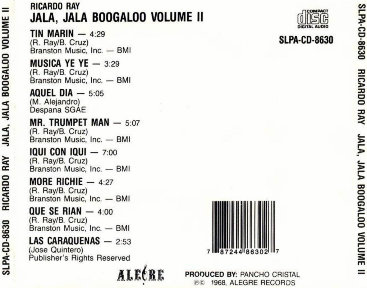 Cartula Trasera de Richie Ray - Jala, Jala Boogaloo Volume II