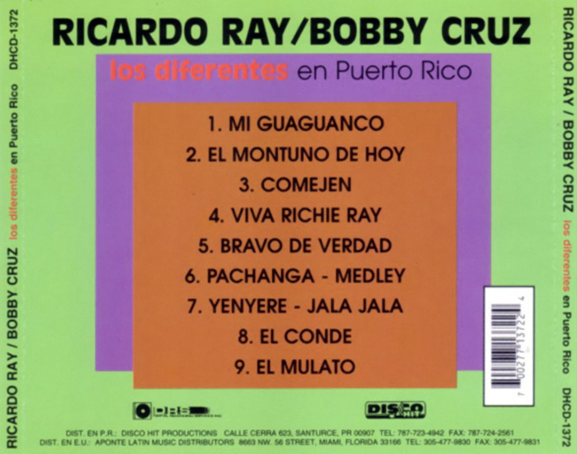 Cartula Trasera de Richie Ray & Bobby Cruz - Los Diferentes En Puerto Rico