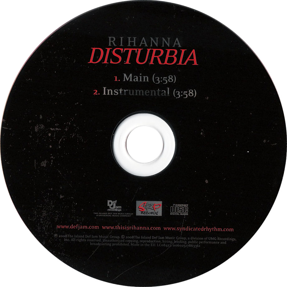 Cartula Cd de Rihanna - Disturbia (Cd Single)