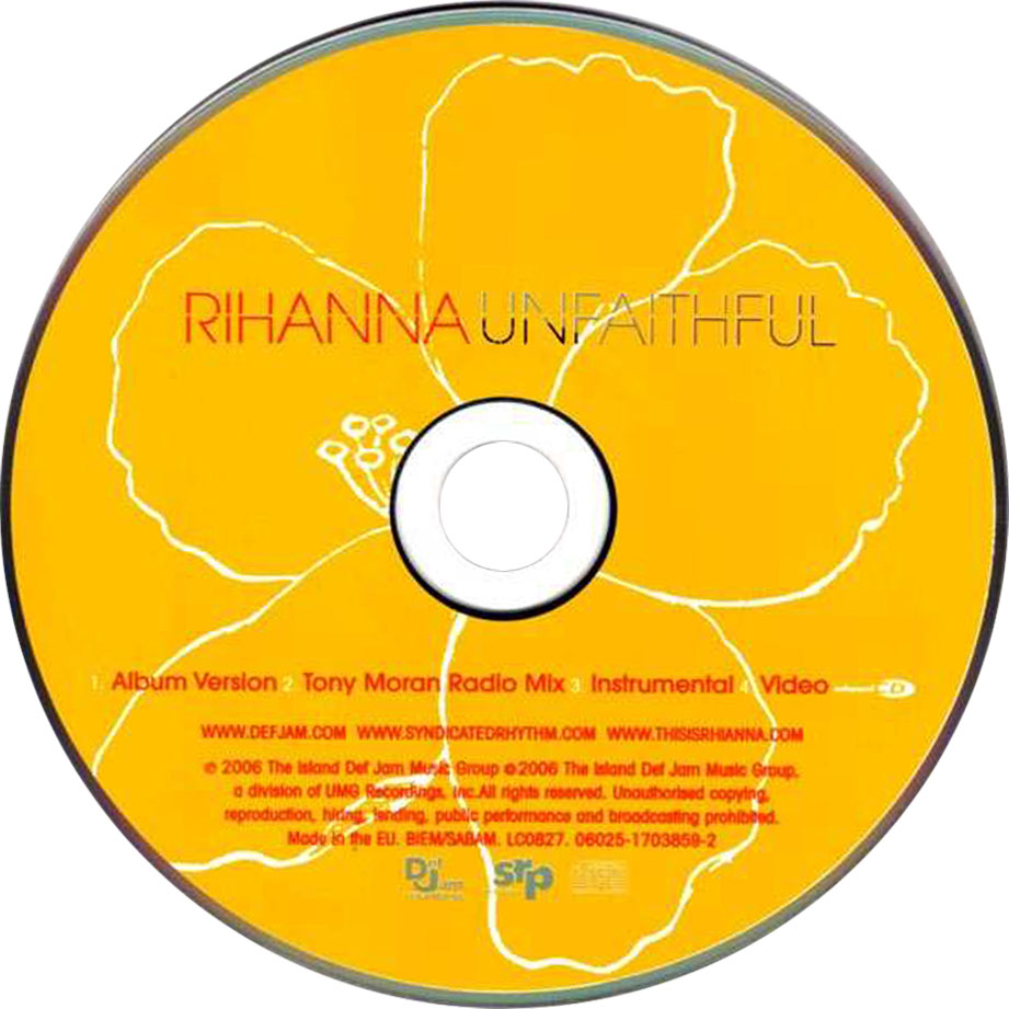 Cartula Cd de Rihanna - Unfaithful (Cd Single)