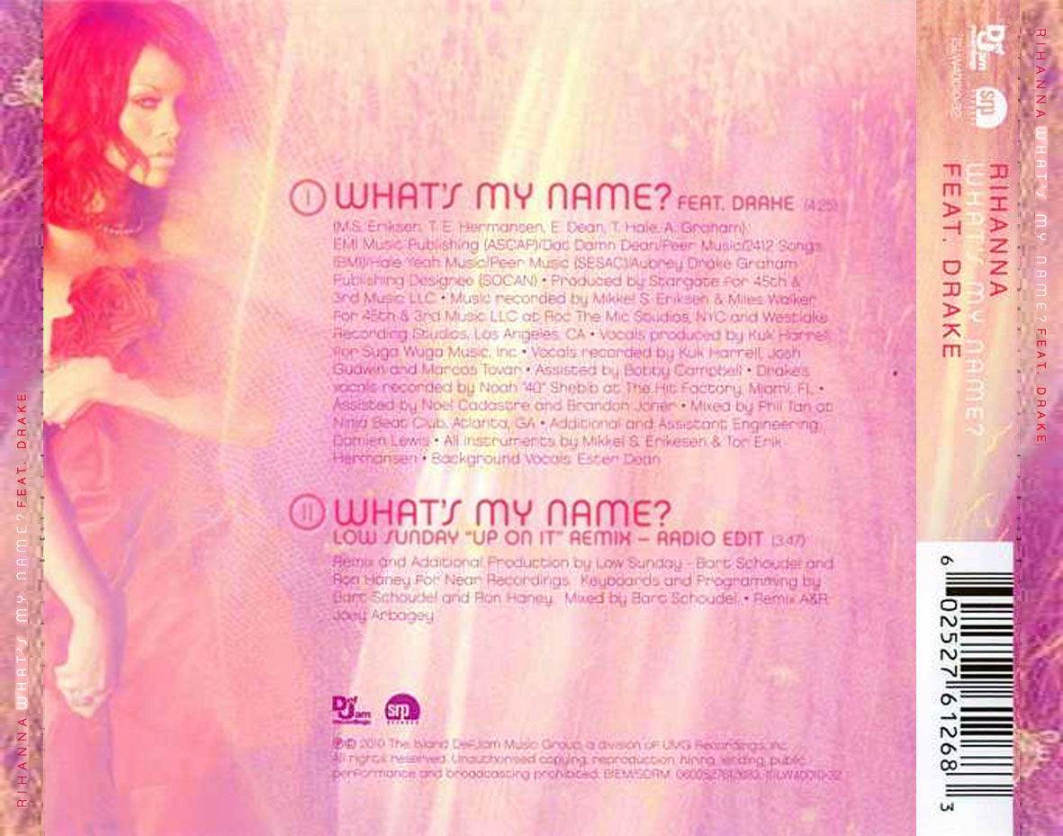 Cartula Trasera de Rihanna - What's My Name (Cd Single)