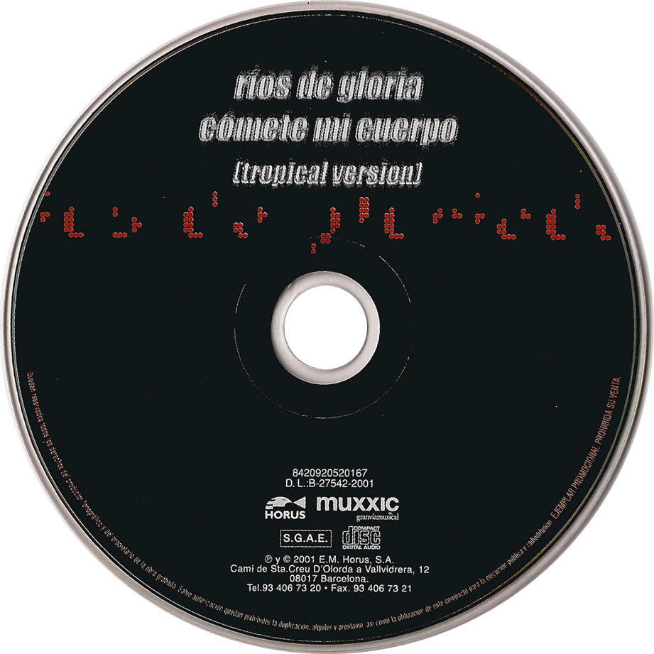 Cartula Cd de Rios De Gloria - Comete Mi Cuerpo (Nuevos Remixes) (Cd Single)