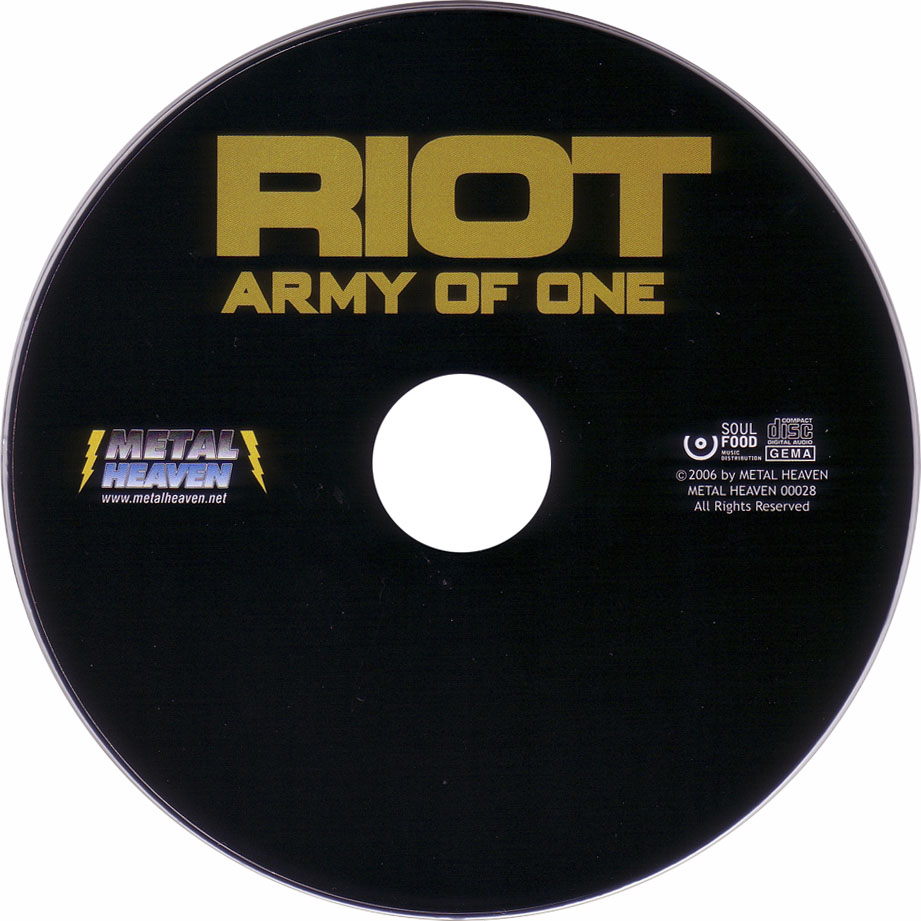 Cartula Cd de Riot - Army Of One