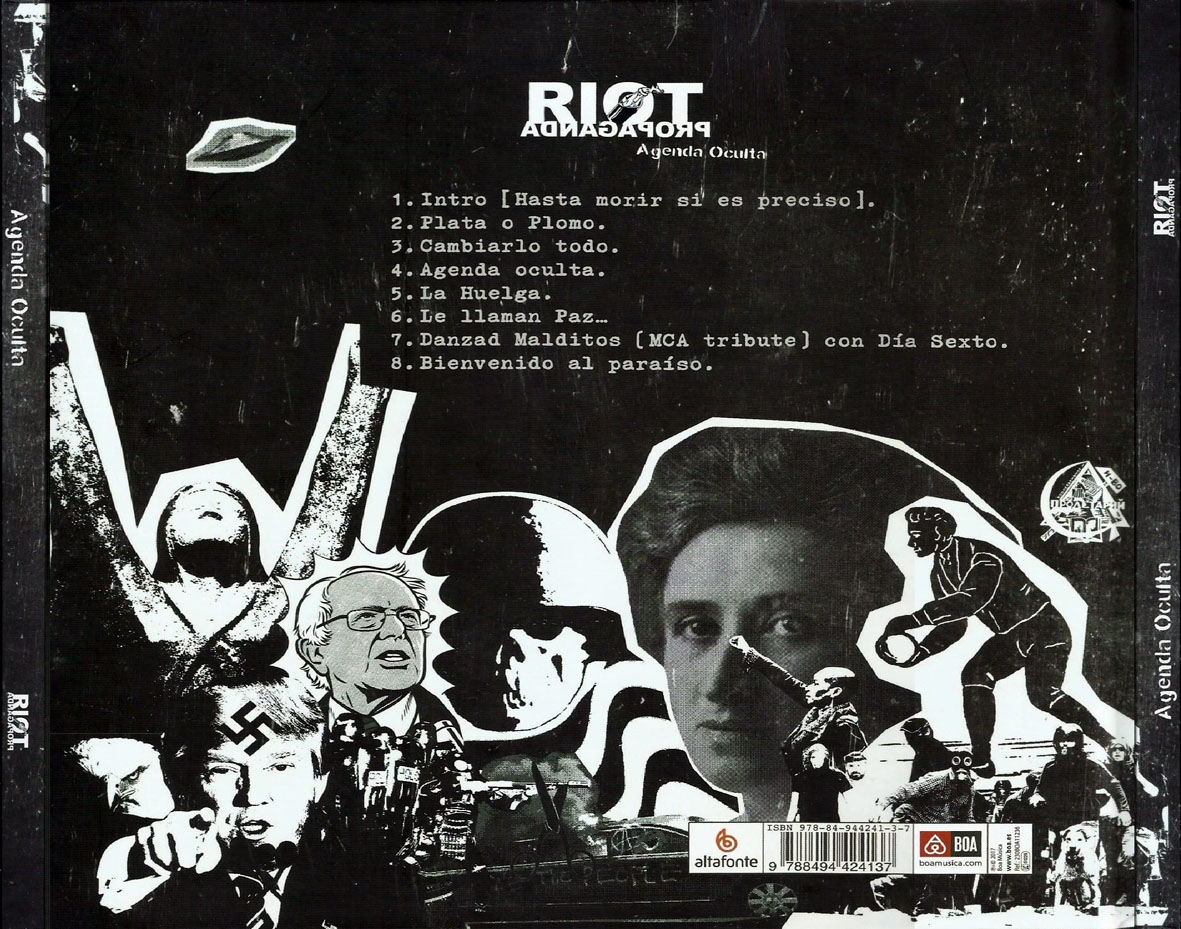 Cartula Trasera de Riot Propaganda - Agenda Oculta