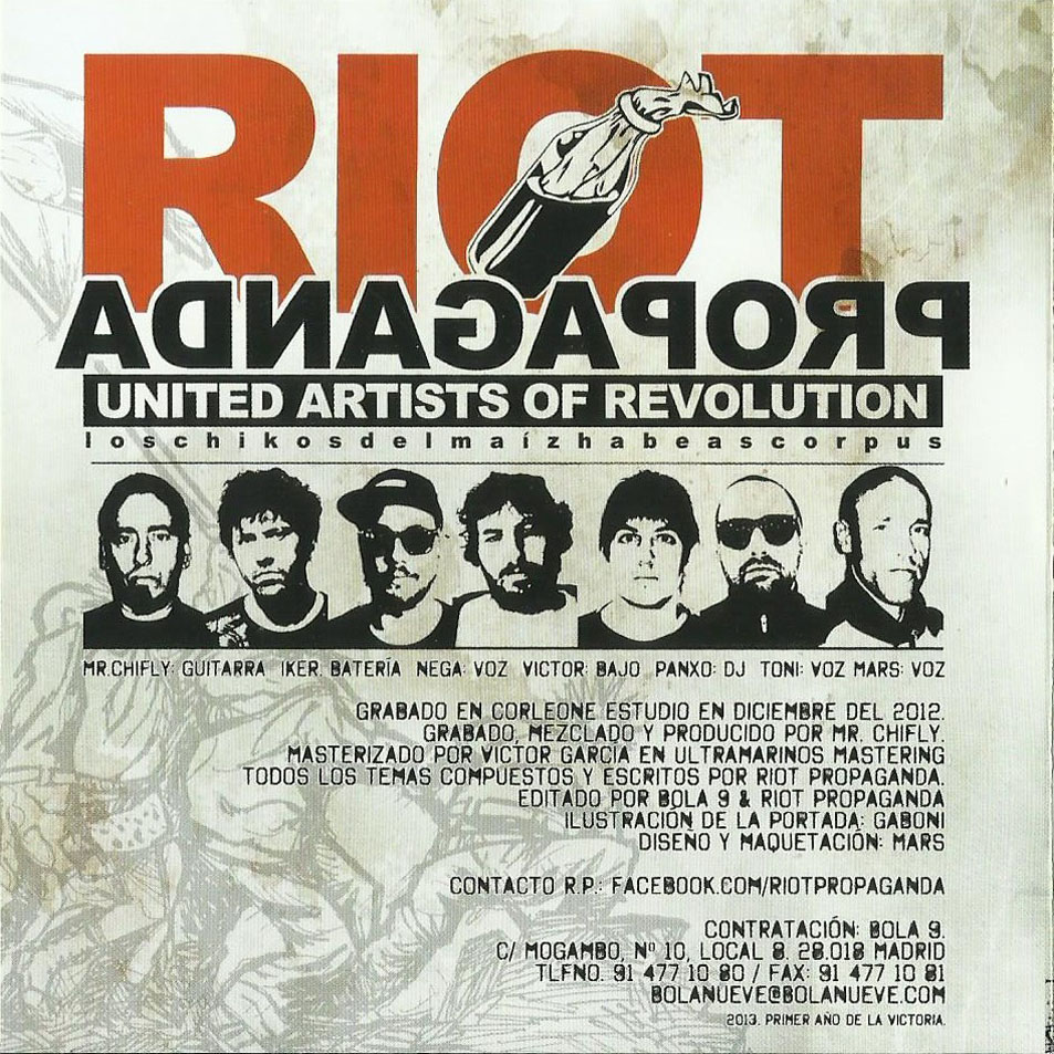 Cartula Interior Frontal de Riot Propaganda - United Artists Of Revolution