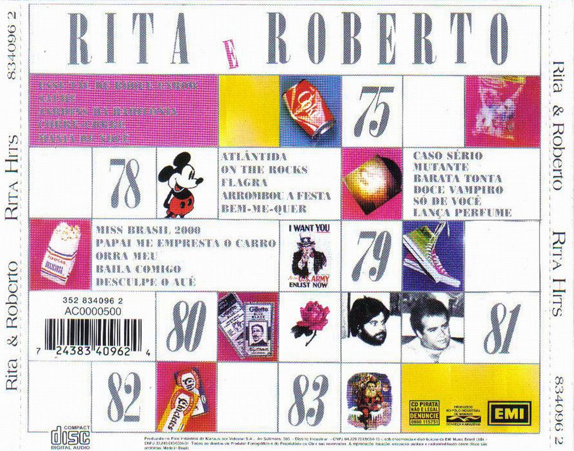 Cartula Trasera de Rita Lee - Rita Hits