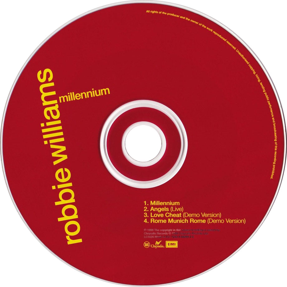 Cartula Cd de Robbie Williams - Millennium (Cd Single)