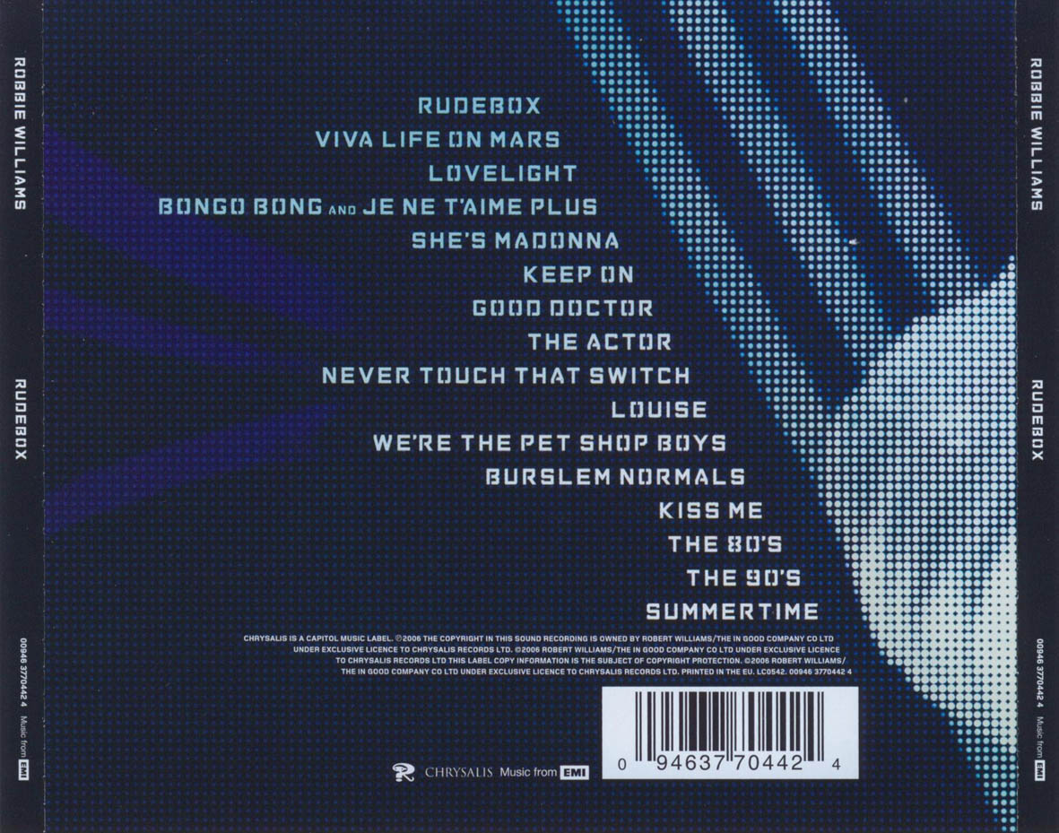 Cartula Trasera de Robbie Williams - Rudebox