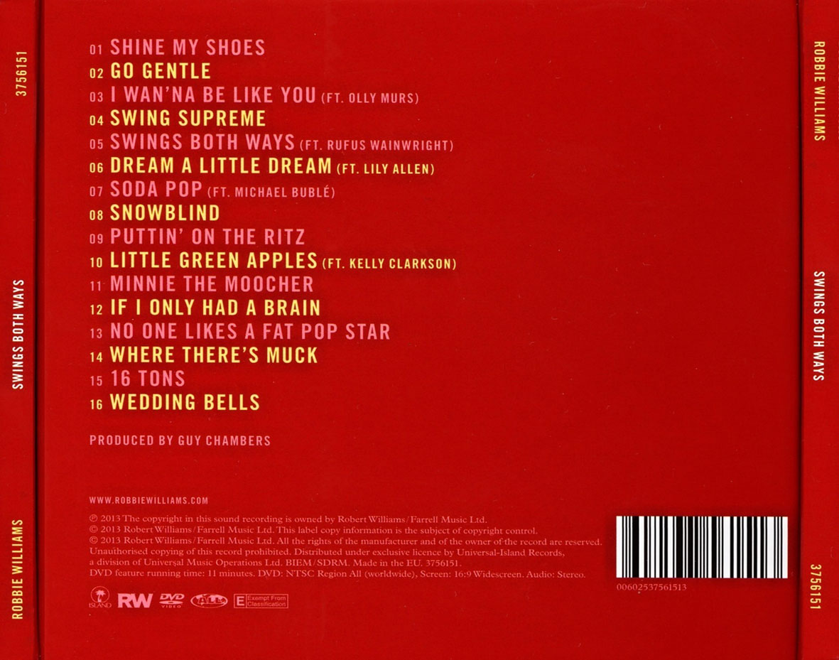 Cartula Trasera de Robbie Williams - Swings Both Ways (Deluxe Edition)