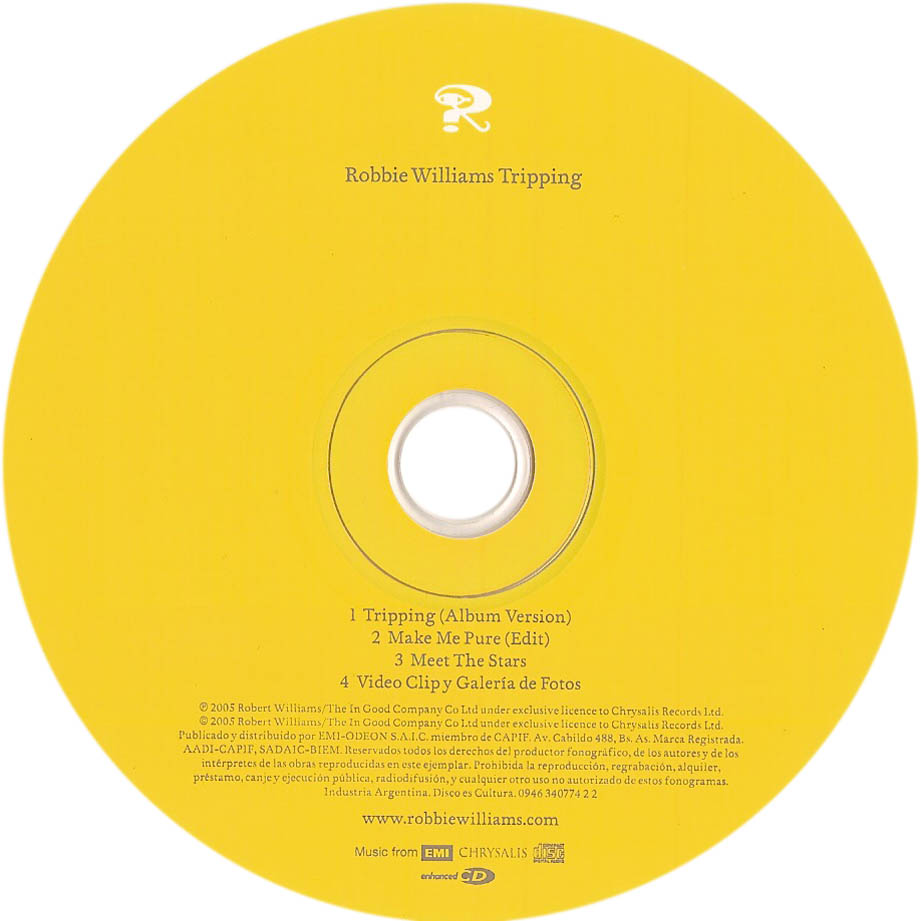 Cartula Cd de Robbie Williams - Tripping (Cd Single)