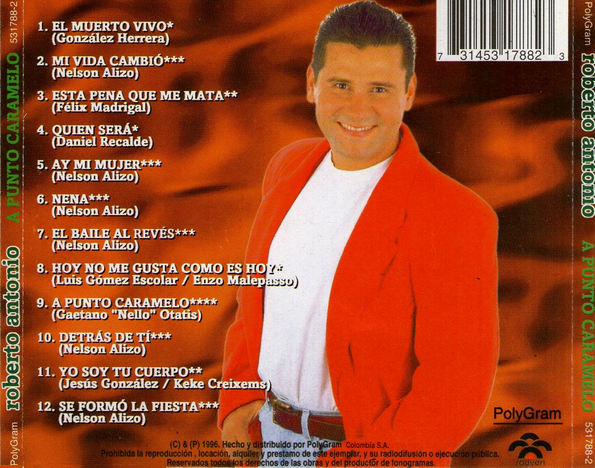 Cartula Trasera de Roberto Antonio - A Punto Caramelo