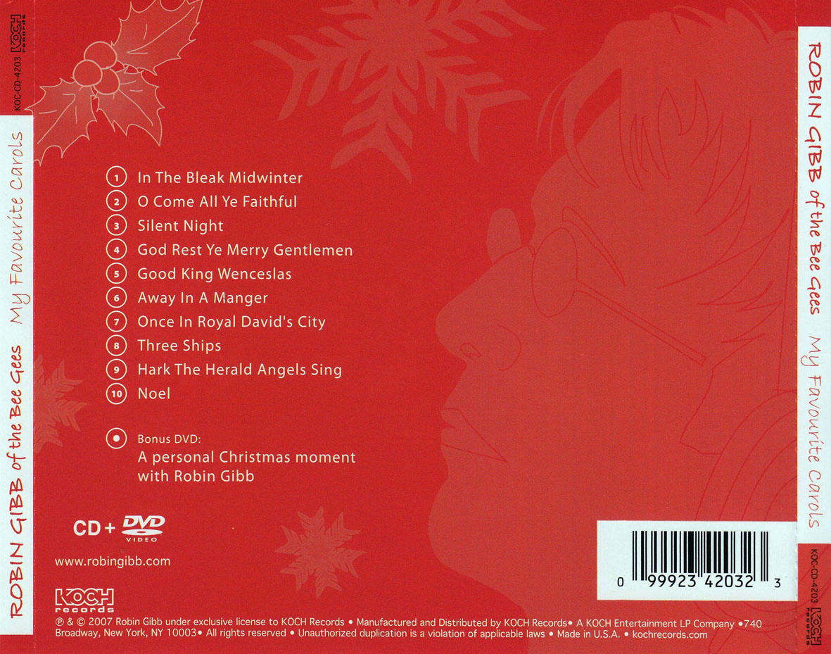 Cartula Trasera de Robin Gibb - My Favourite Carols