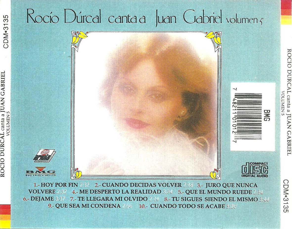 Cartula Trasera de Rocio Durcal - Canta A Juan Gabriel Volumen 5