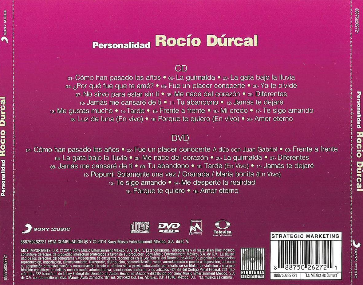 Cartula Trasera de Rocio Durcal - Personalidad