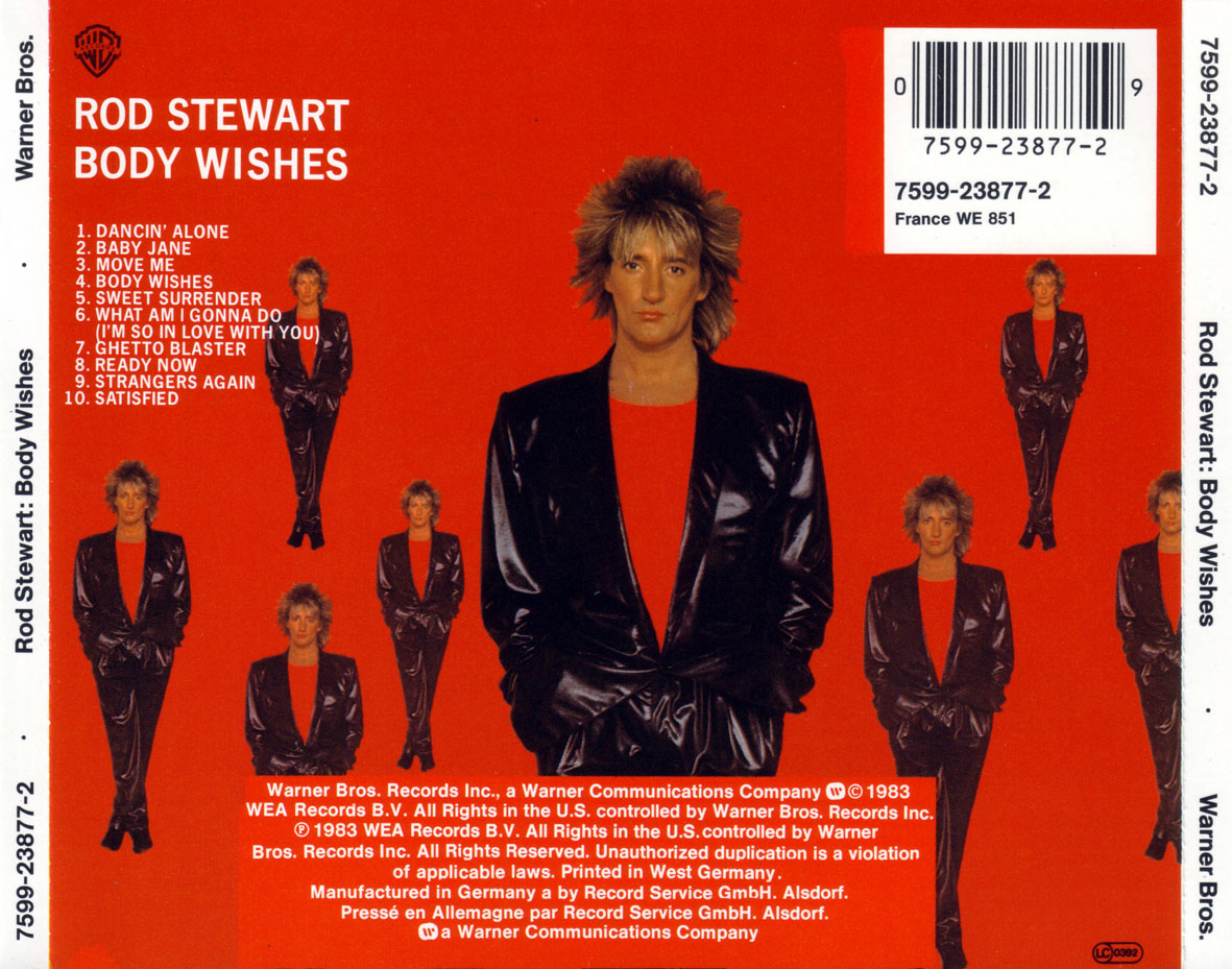 Cartula Trasera de Rod Stewart - Body Wishes