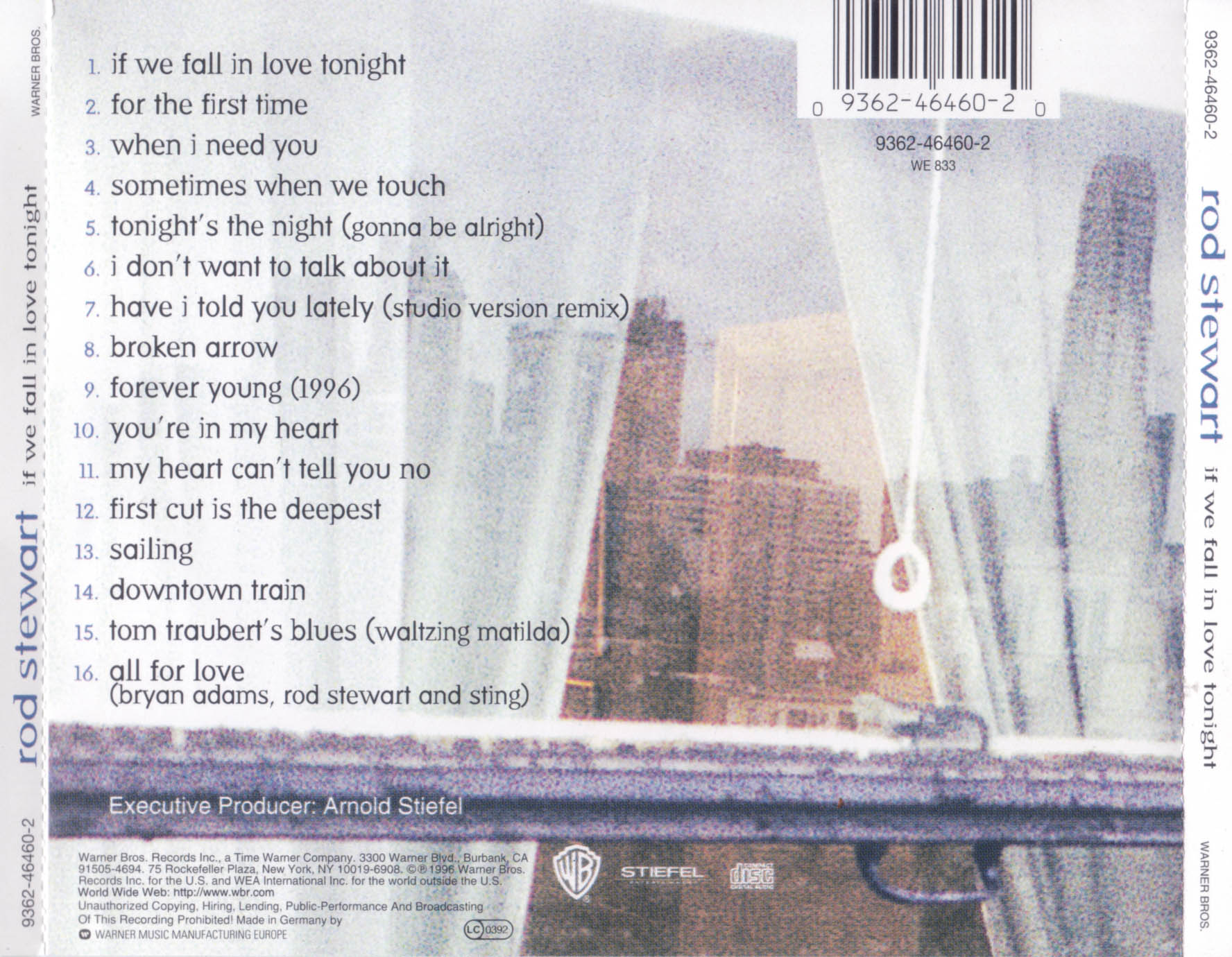 Cartula Trasera de Rod Stewart - If We Fall In Love Tonight