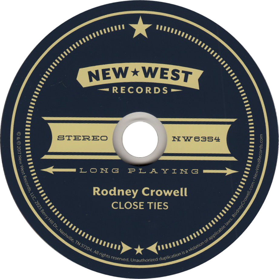 Cartula Cd de Rodney Crowell - Close Ties