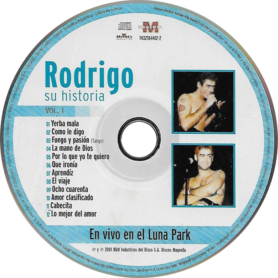 Cartula Cd de Rodrigo - Su Historia Volumen I (En Vivo En El Luna Park)