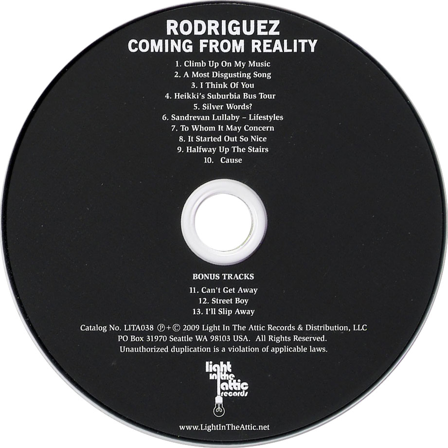 Cartula Cd de Rodriguez - Coming From Reality