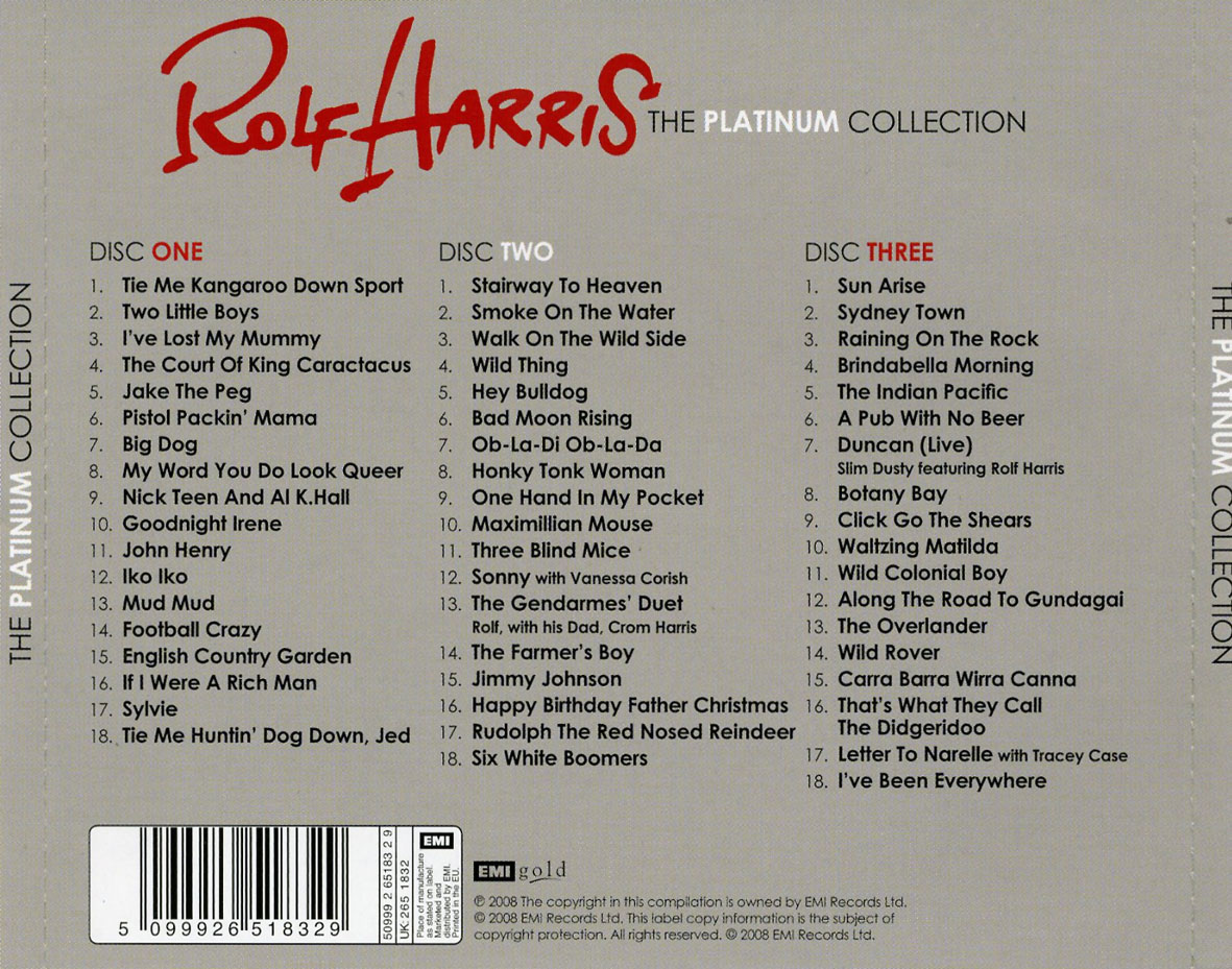 Cartula Trasera de Rolf Harris - The Platinum Collection