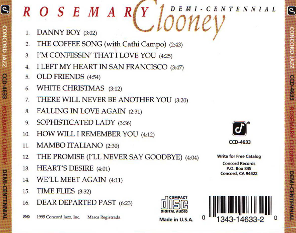 Cartula Trasera de Rosemary Clooney - Demi-Centennial