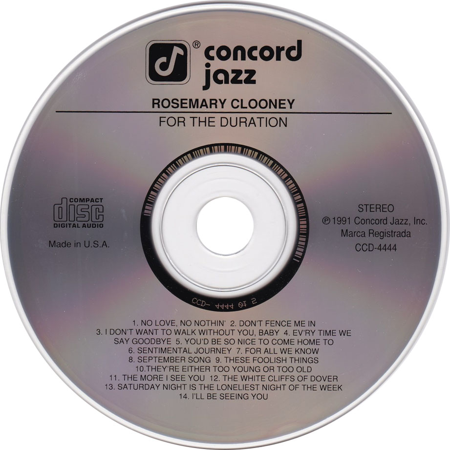 Cartula Cd de Rosemary Clooney - For The Duration
