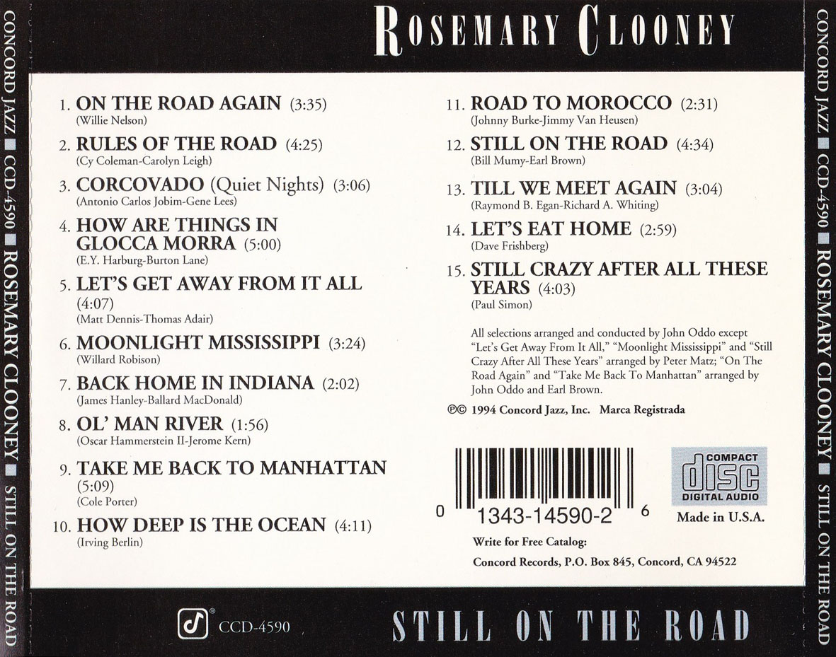 Cartula Trasera de Rosemary Clooney - Still On The Road