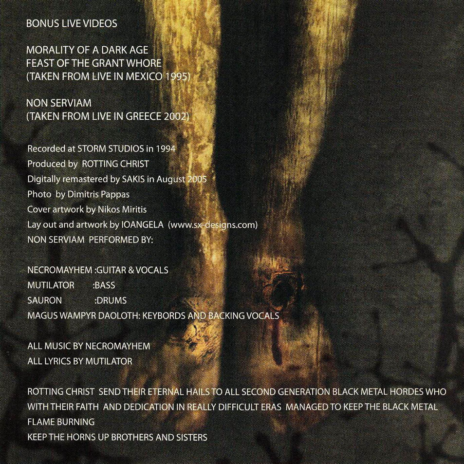 Cartula Interior Frontal de Rotting Christ - Non Serviam (1994)