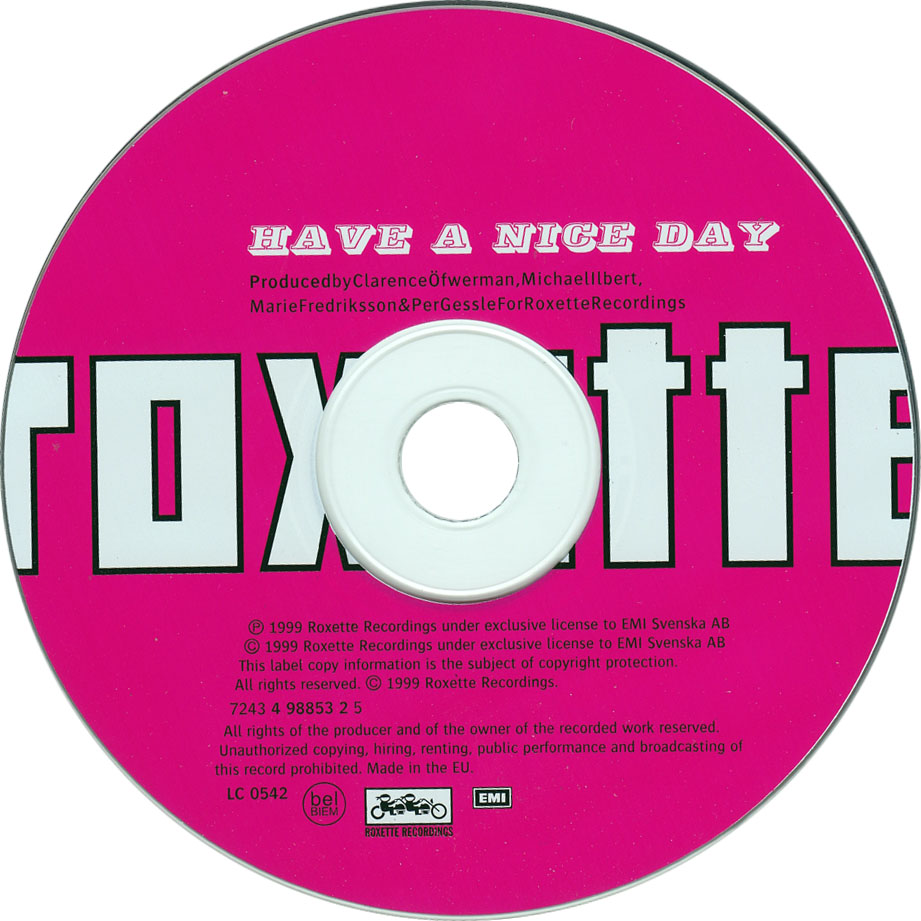 Cartula Cd de Roxette - Have A Nice Day