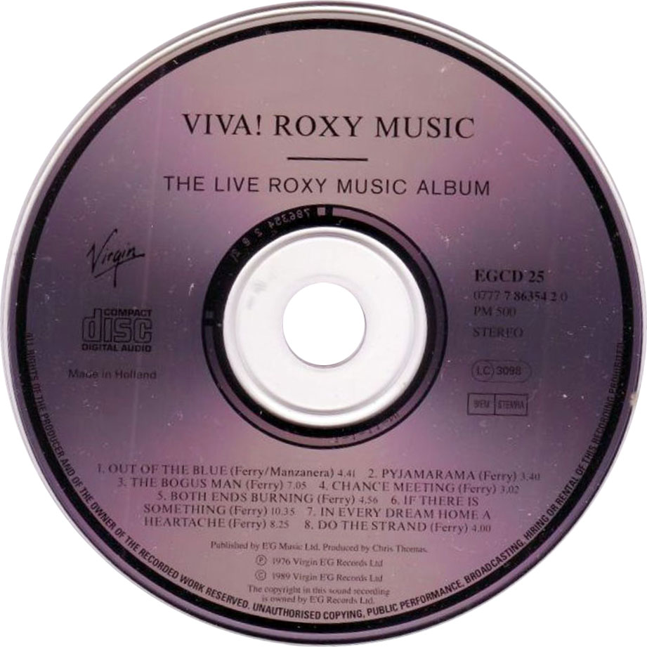 Cartula Cd de Roxy Music - Viva!