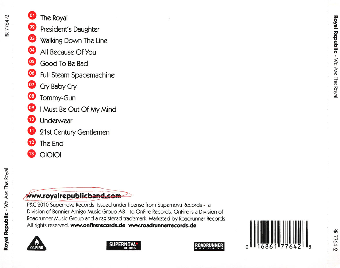 Cartula Trasera de Royal Republic - We Are The Royal