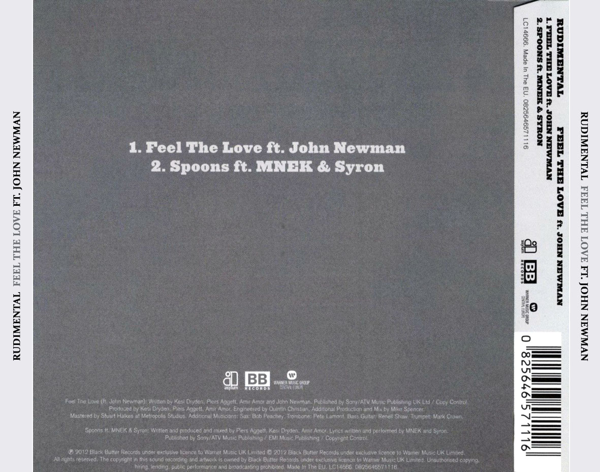 Cartula Trasera de Rudimental - Feel The Love (Featuring John Newman) (Cd Single)