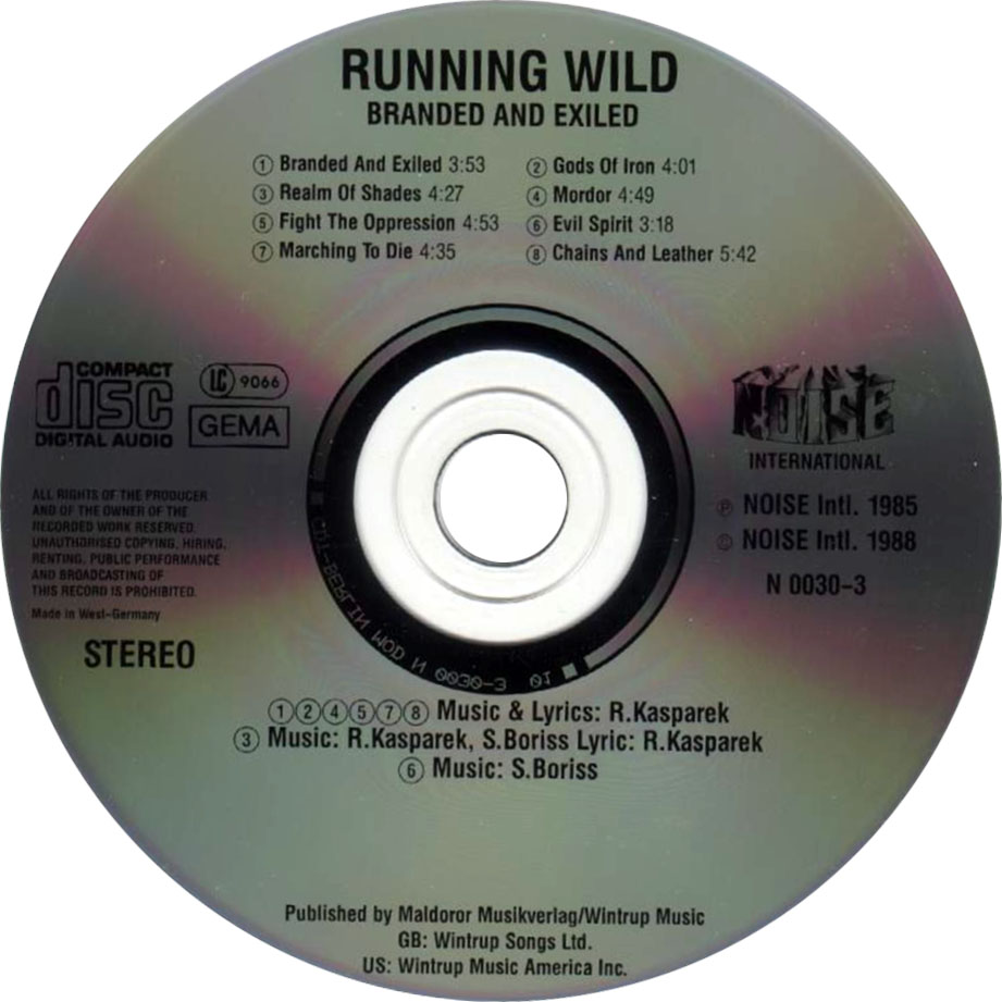 Cartula Cd de Running Wild - Branded And Exiled