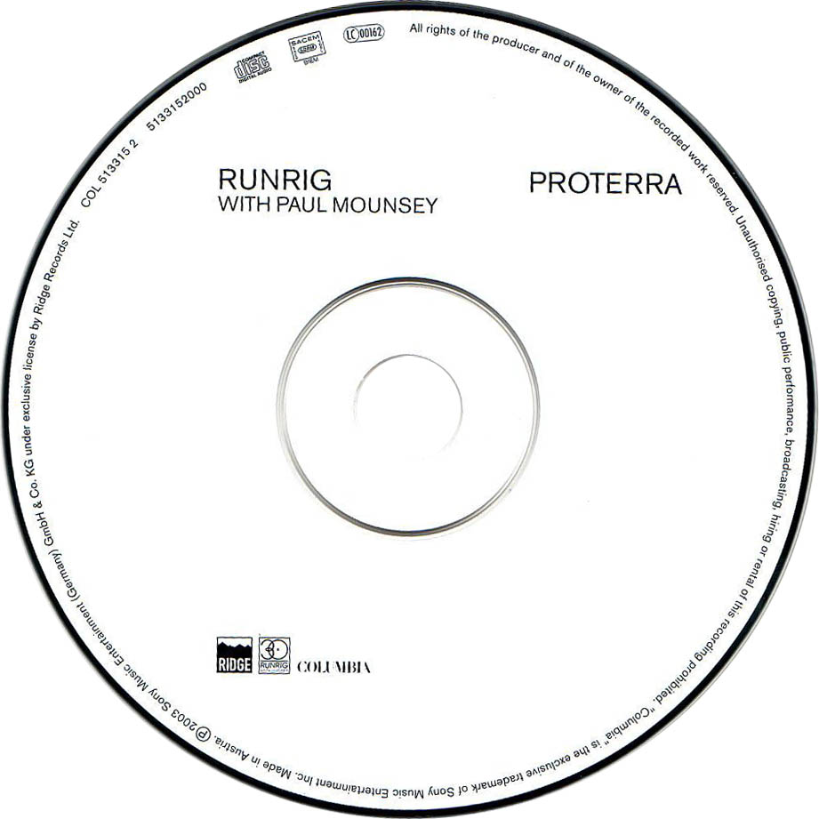 Cartula Cd de Runrig With Paul Mounsey - Proterra
