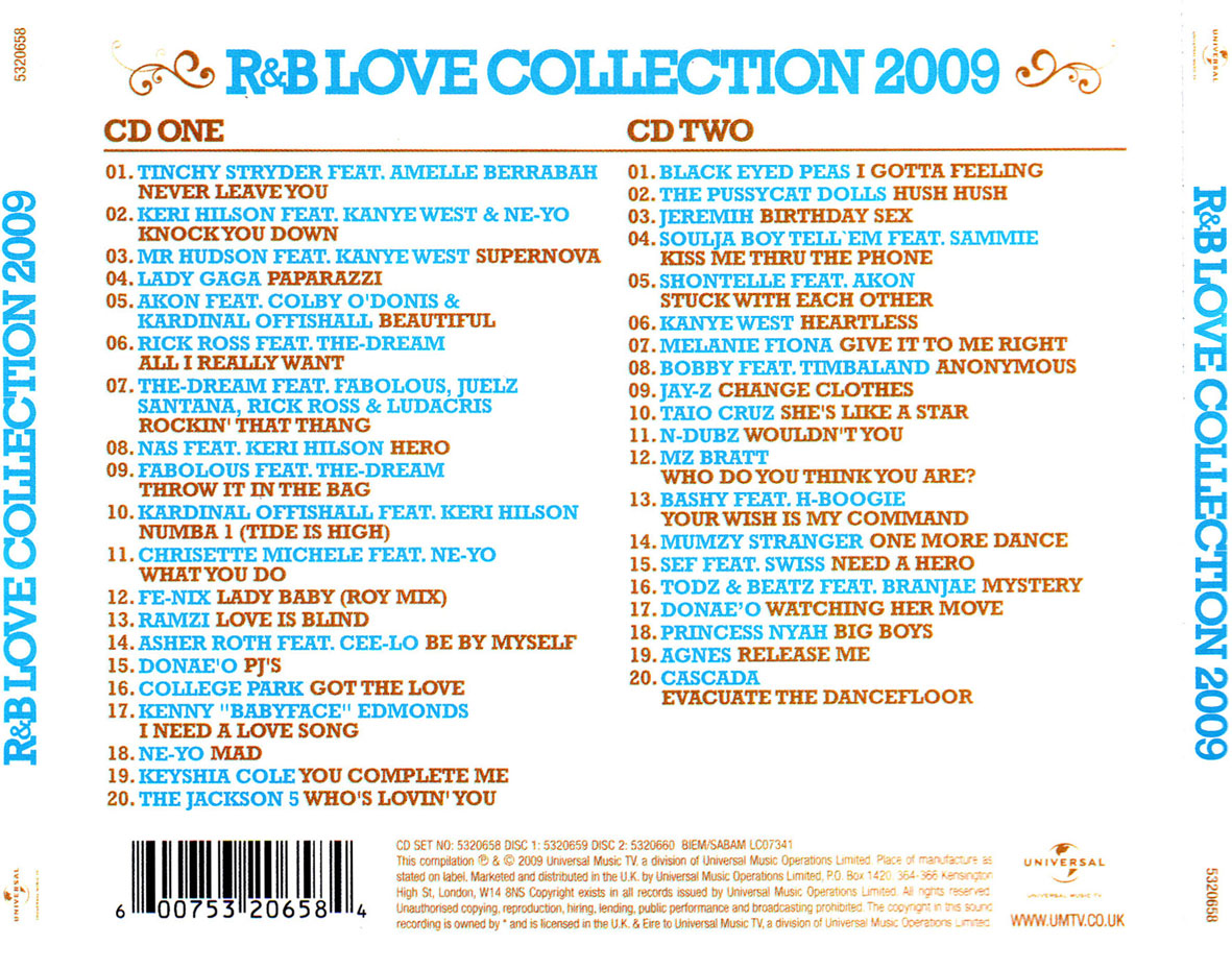 Cartula Trasera de R&b Love Collection 2009