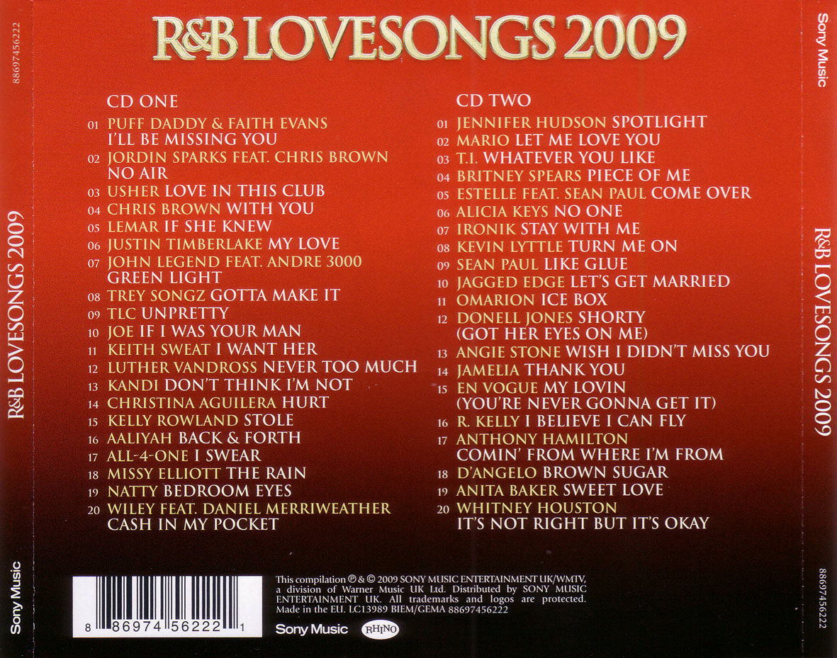 Cartula Trasera de R&b Lovesongs 2009