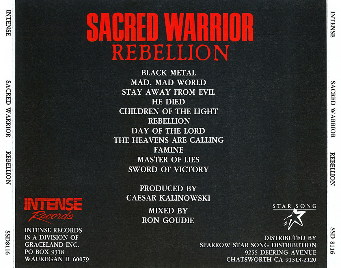 Carátula Trasera de Sacred Warrior - Rebellion