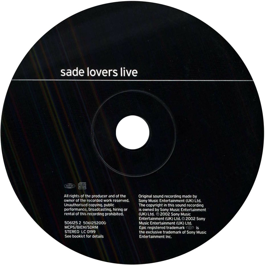 Cartula Cd de Sade - Lovers Live