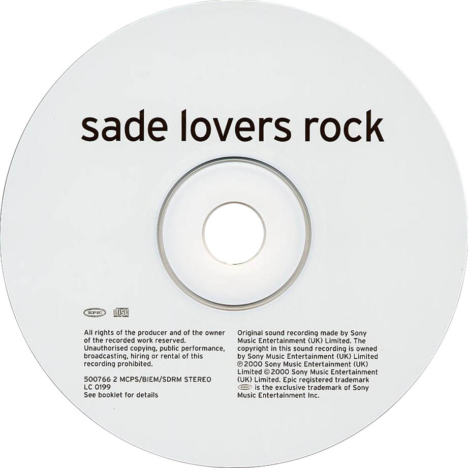 Cartula Cd de Sade - Lovers Rock