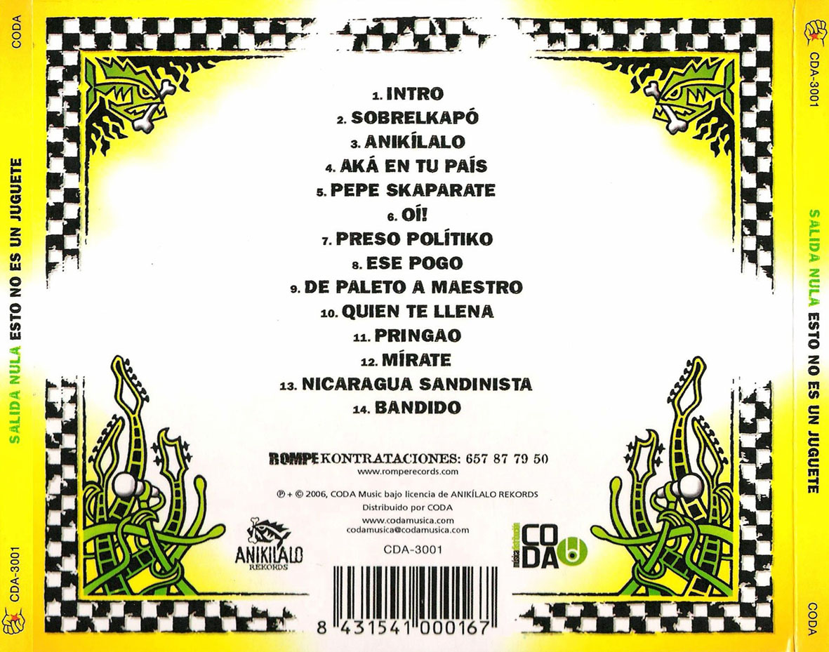 Cartula Trasera de Salida Nula - Esto No Es Un Juguete