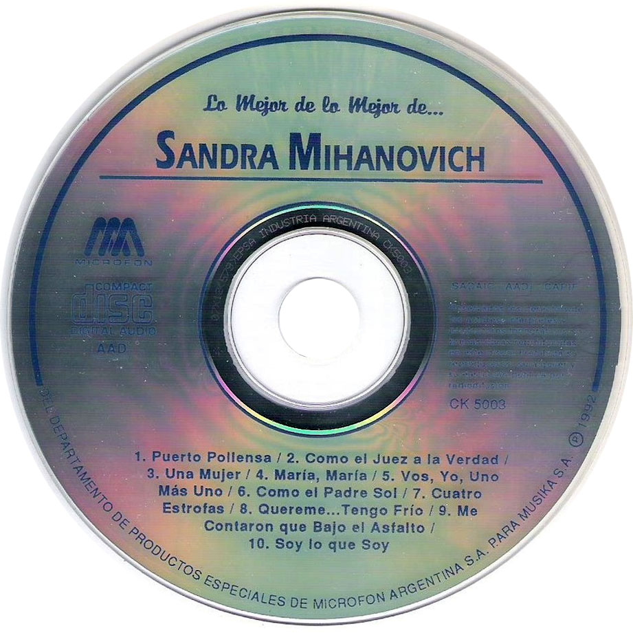 Cartula Cd de Sandra Mihanovich - Lo Mejor De Lo Mejor De Sandra Mihanovich